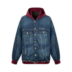 발렌시아가 자수 데님 후드