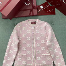 구찌 울 자카드 가디건
