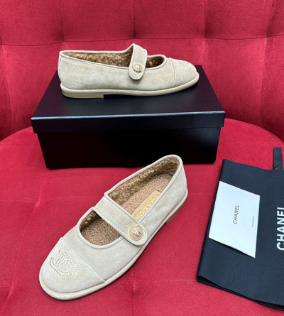 샤넬 시어링 메리 제인 플랫 슈즈