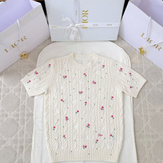 디올 자수 니트 반팔